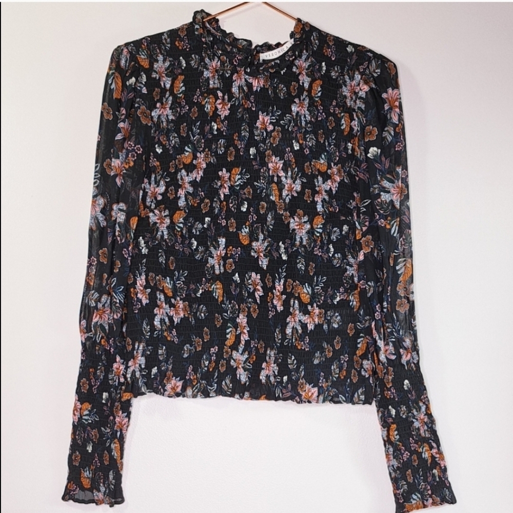 Veronica Beard Faire Floral Smocked Top Size 4 - Picture 5 of 16